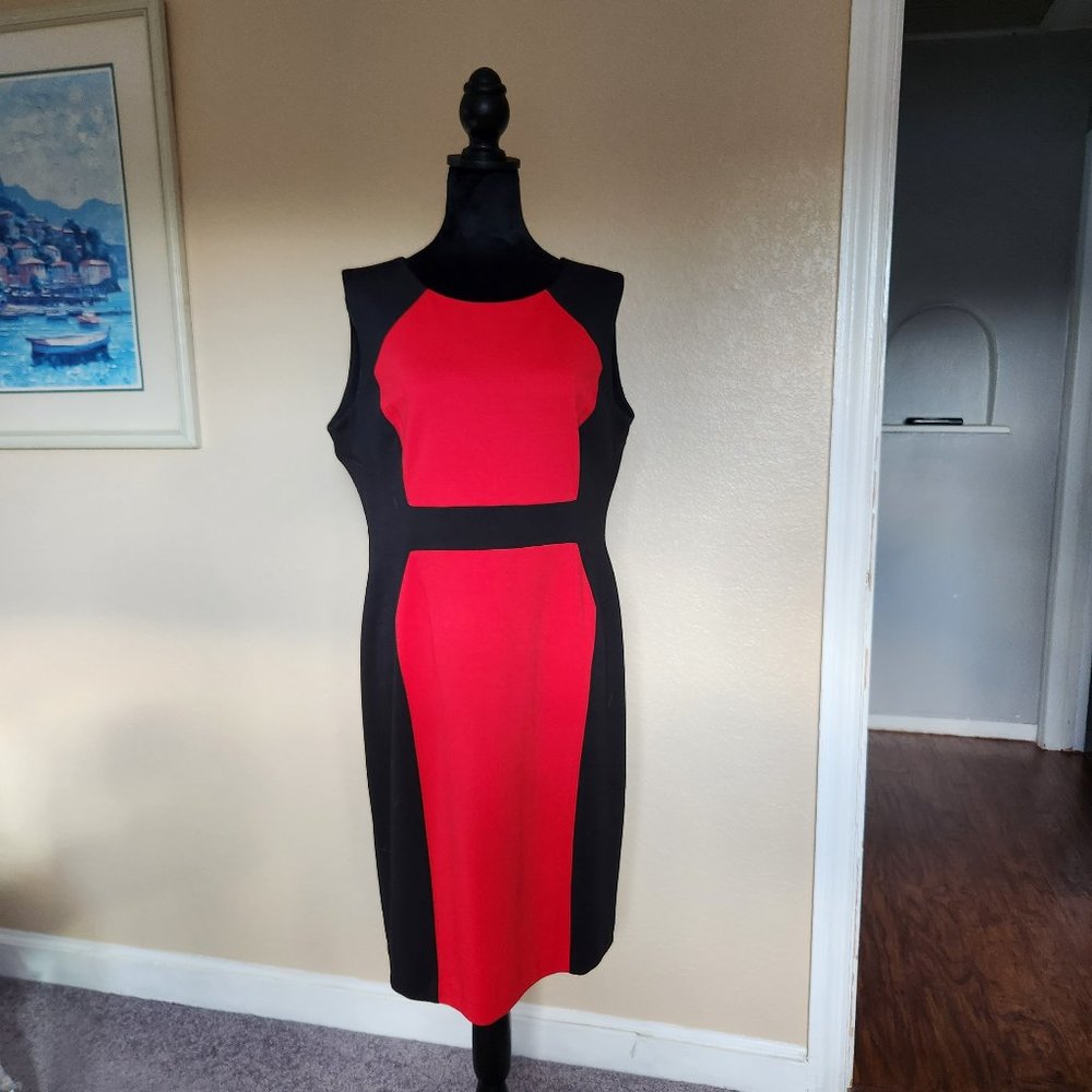 Calvin Klein dress - size 14 - red and black